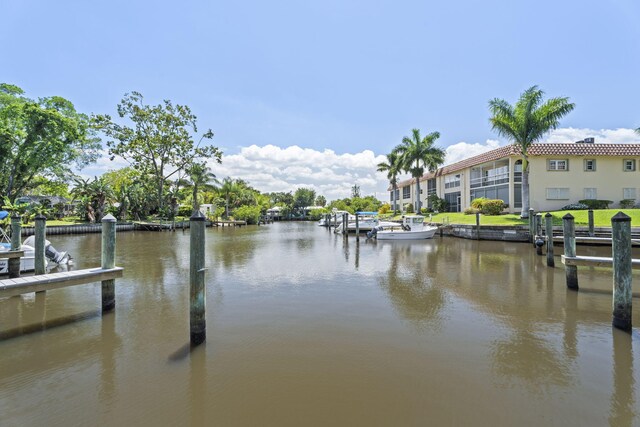dock area featuring a water view