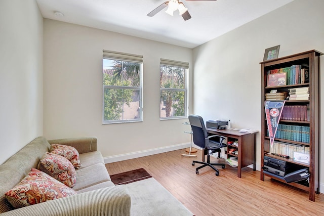 4128 Cascada Cir, Cooper City, FL 33024 - office area with ceiling fan, wood finished floors, and baseboards