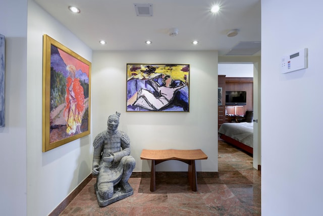 529 S Flagler Dr Unit 26H, West Palm Beach, FL 33401 - hallway with recessed lighting and baseboards