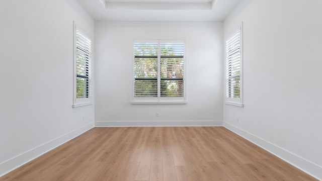 13250 Artisan Cir, Palm Beach Gardens, FL 33418 - spare room with light wood finished floors and a tray ceiling