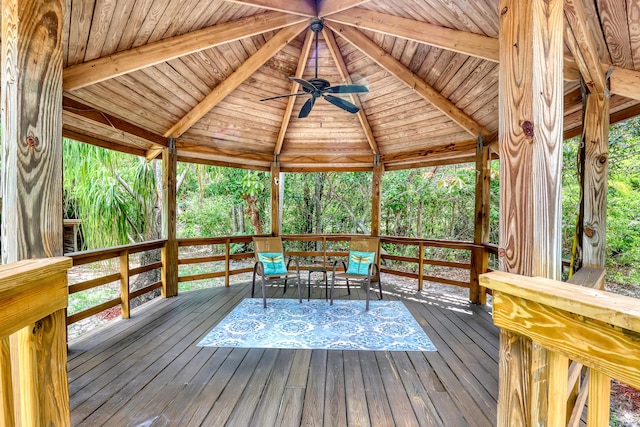 1130 Melinda Ln, Haverhill, FL 33417 - wooden deck featuring a ceiling fan and a gazebo