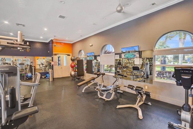 11354 Mainsail Ct, Wellington, FL 33449 - gym featuring recessed lighting, baseboards, and ornamental molding