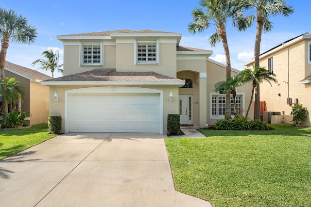 4620 SE Winter Haven Ct, Stuart, FL 34997 - mediterranean / spanish-style house with stucco siding, driveway, and a garage