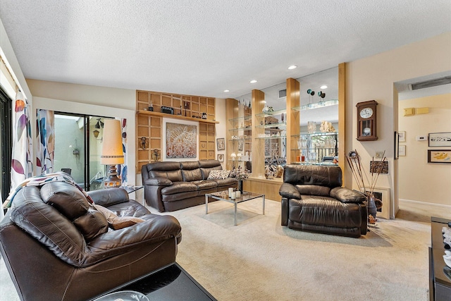 11 Meadows Dr, Boynton Beach, FL 33436 - carpeted living area with a textured ceiling and recessed lighting