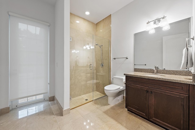 17736 103rd Ter N, Jupiter, FL 33478 - full bathroom featuring marble finish flooring, toilet, a stall shower, and baseboards