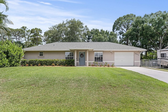 6905 Bayard Rd, Fort Pierce, FL 34951 - ranch-style house featuring stucco siding, an attached garage, driveway, and a shingled roof