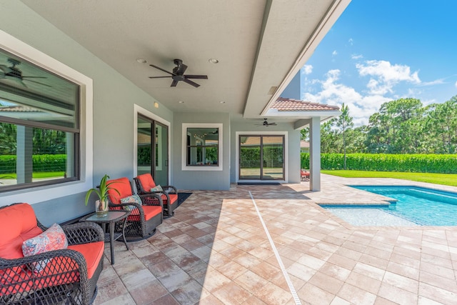 5211 SW Blue Daze Way, Palm City, FL 34990 - view of pool featuring ceiling fan and a patio