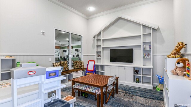 5211 SW Blue Daze Way, Palm City, FL 34990 - living area featuring ornamental molding, wainscoting, and recessed lighting