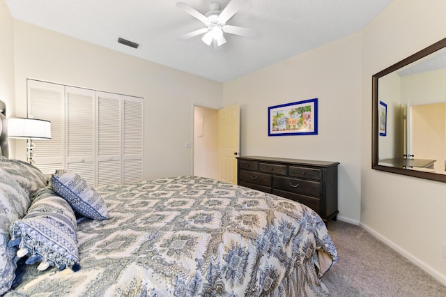 11683 Briarwood Cir Unit 4, Boynton Beach, FL 33437 - carpeted bedroom with a closet, baseboards, and a ceiling fan