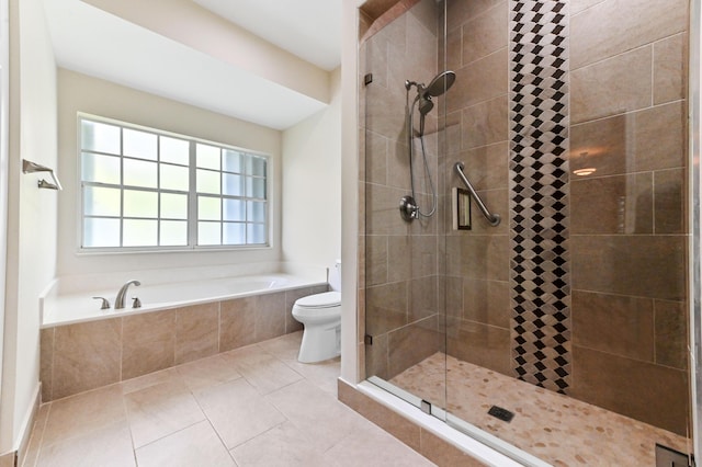 11683 Briarwood Cir Unit 4, Boynton Beach, FL 33437 - full bathroom with toilet, a stall shower, a bath, and tile patterned floors