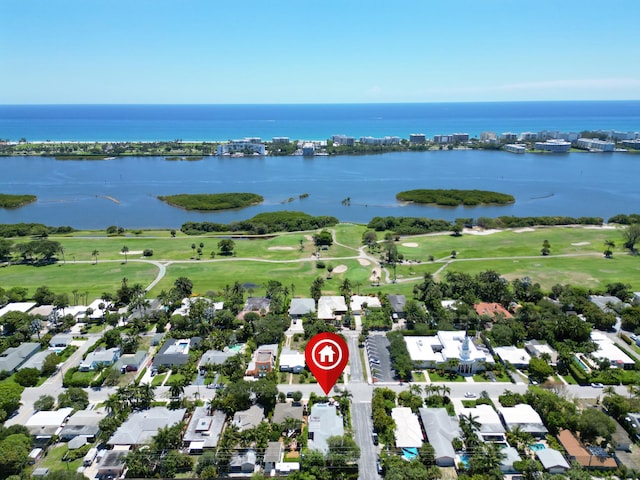 1001 N Lakeside Dr, Lake Worth Beach, FL 33460 - aerial view of property's location featuring a local golf course and a large body of water