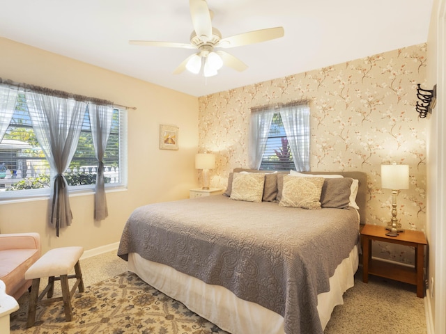1001 N Lakeside Dr, Lake Worth Beach, FL 33460 - bedroom with carpet floors, baseboards, and ceiling fan