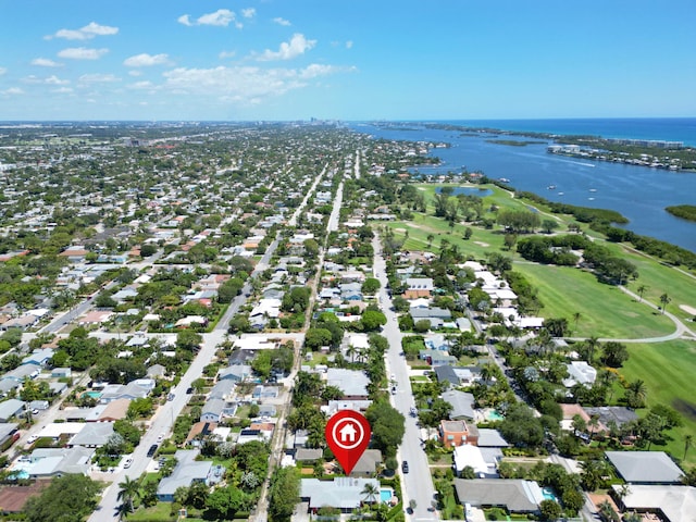 1001 N Lakeside Dr, Lake Worth Beach, FL 33460 - aerial view of residential area featuring a large body of water and a local golf course