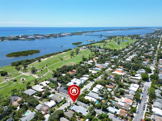 1001 N Lakeside Dr, Lake Worth Beach, FL 33460 - aerial view of property and surrounding area with a nearby body of water, a golf club, and nearby suburban area