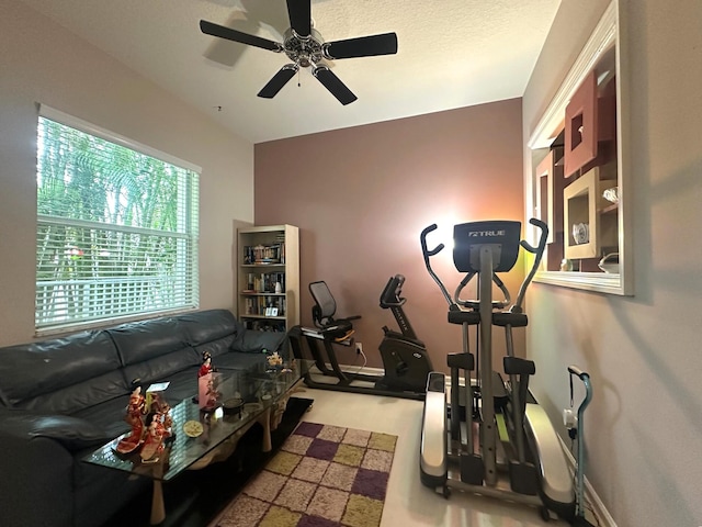 473 Cottagewood Ln, West Palm Beach, FL 33411 - exercise area with a ceiling fan and baseboards