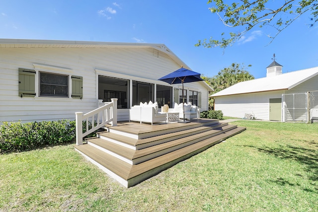 32801 US Highway 441 N Unit 64, Okeechobee, FL 34972 - back of house with a sunroom, a yard, and a deck