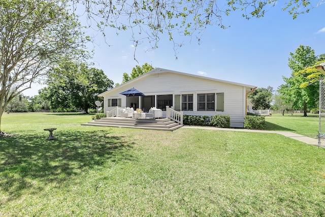 32801 US Highway 441 N Unit 64, Okeechobee, FL 34972 - rear view of property featuring a wooden deck and a yard