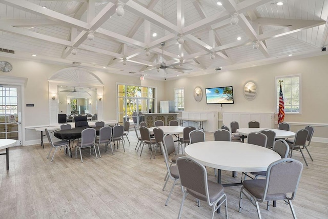 138 NW Magnolia Lakes Blvd, Port Saint Lucie, FL 34986 - dining area with a ceiling fan, light wood finished floors, recessed lighting, baseboards, and plenty of natural light
