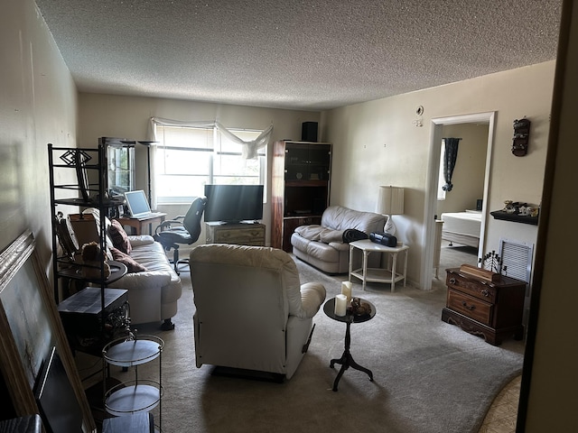 659 W Oakland Park Blvd Unit 206C, Oakland Park, FL 33311 - carpeted living area with a textured ceiling