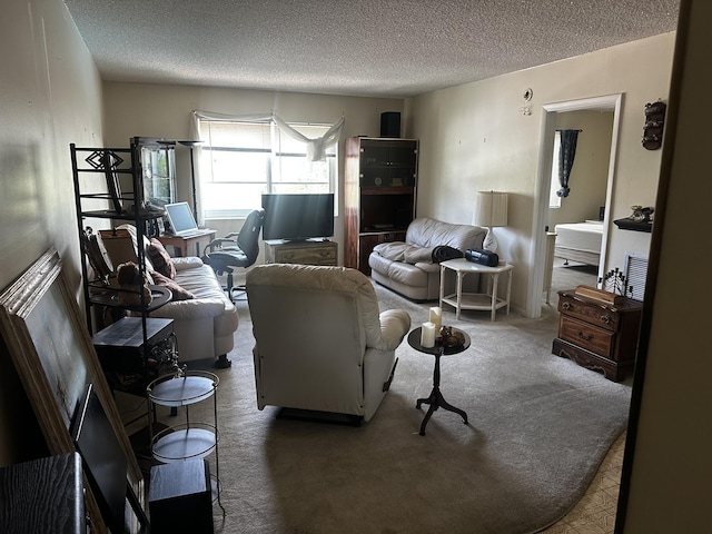 659 W Oakland Park Blvd Unit 206C, Oakland Park, FL 33311 - carpeted living room with a textured ceiling