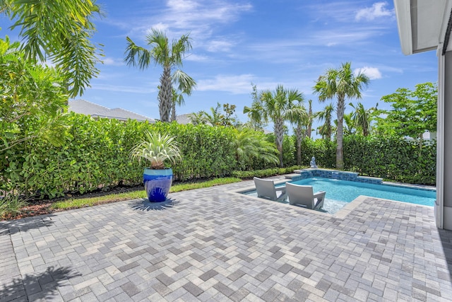 view of swimming pool with a patio
