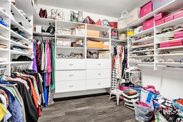 spacious closet featuring wood finished floors