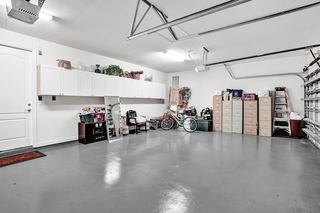 garage with a garage door opener