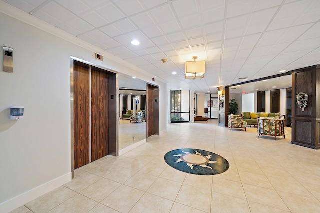 building lobby with recessed lighting