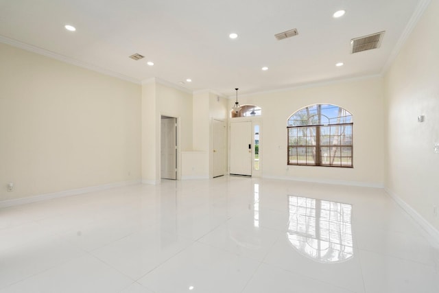 632 SW Mccall Rd, Port Saint Lucie, FL 34953 - unfurnished room featuring light tile patterned flooring, ornamental molding, recessed lighting, and baseboards