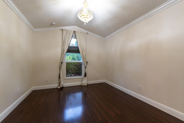 2853 SE Melaleuca Blvd, Port Saint Lucie, FL 34952 - unfurnished room with a chandelier, wood finished floors, lofted ceiling, crown molding, and a textured ceiling