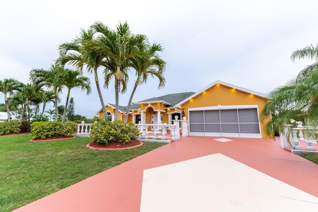 2853 SE Melaleuca Blvd, Port Saint Lucie, FL 34952 - view of front of home featuring a garage, stucco siding, driveway, and a front yard
