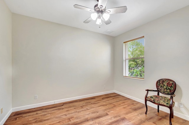 116 Ibisca Ter, Royal Palm Beach, FL 33411 - sitting room with light wood finished floors, baseboards, and ceiling fan