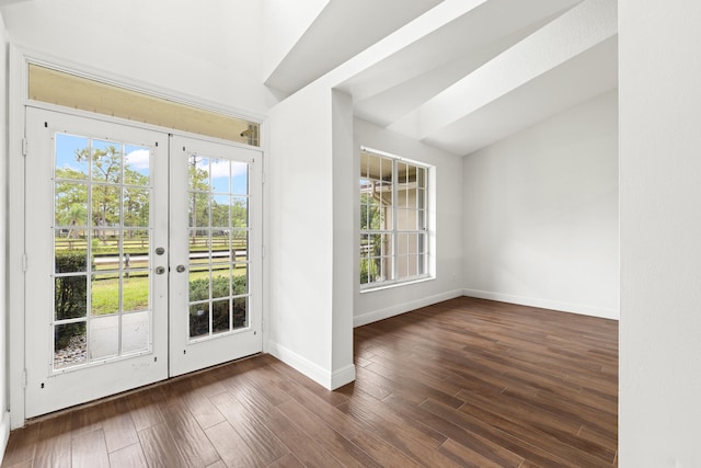 6342 120th Ave N, The Acreage, FL 33412 - entryway featuring french doors, baseboards, and dark wood-style flooring