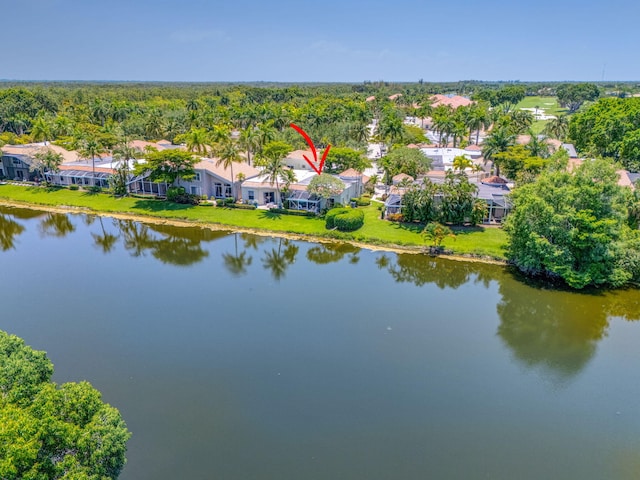 aerial perspective of suburban area featuring a nearby body of water