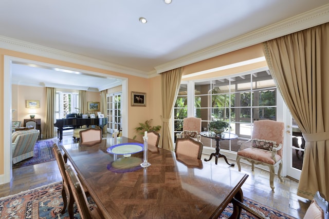 218 El Brillo Way, Palm Beach, FL 33480 - dining room featuring ornamental molding