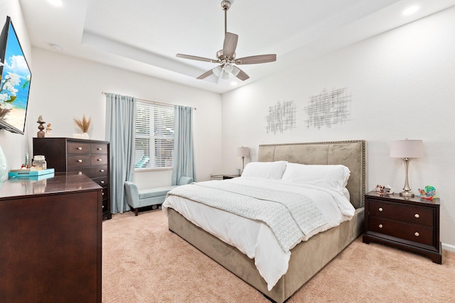 3552 SW Dellamano St, Port Saint Lucie, FL 34953 - bedroom with light carpet, ceiling fan, and recessed lighting