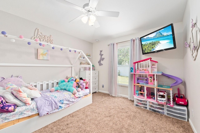 3552 SW Dellamano St, Port Saint Lucie, FL 34953 - bedroom with carpet, baseboards, and a ceiling fan