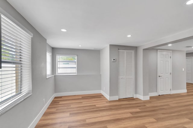 125 E Hart St, Lantana, FL 33462 - empty room featuring baseboards, light wood-style floors, and recessed lighting
