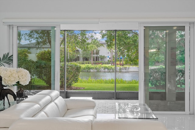 12582 Copper Mountain Pass, Boynton Beach, FL 33473 - sunroom / solarium featuring a water view and healthy amount of natural light