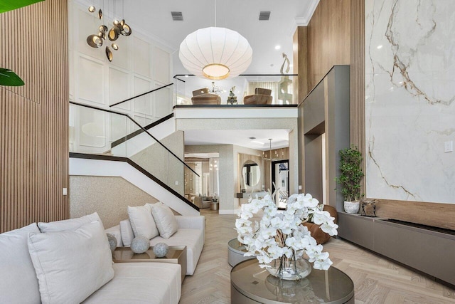 17709 Circle Pond Ct, Boca Raton, FL 33496 - living room with stairs and a high ceiling
