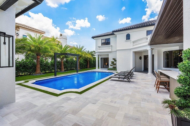 17709 Circle Pond Ct, Boca Raton, FL 33496 - pool at dusk with a patio and an outdoor pool