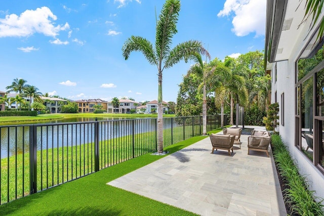 17709 Circle Pond Ct, Boca Raton, FL 33496 - view of patio with a water view and an outdoor hangout area