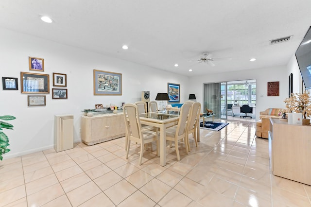 109 Lake Rebecca Dr Unit 109, West Palm Beach, FL 33411 - dining space with ceiling fan, light tile patterned floors, and recessed lighting