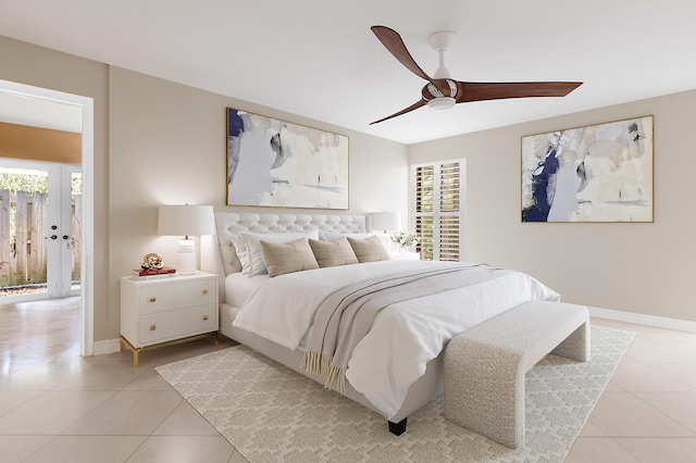 11700 Island Lakes Ln, Boca Raton, FL 33498 - bedroom with light tile patterned flooring, baseboards, and a ceiling fan