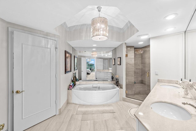 3740 S Ocean Blvd Unit 403, Highland Beach, FL 33487 - full bath with a shower stall, a bath, and double vanity