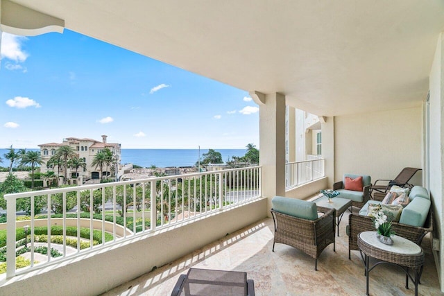 3740 S Ocean Blvd Unit 403, Highland Beach, FL 33487 - balcony with a water view and an outdoor living space