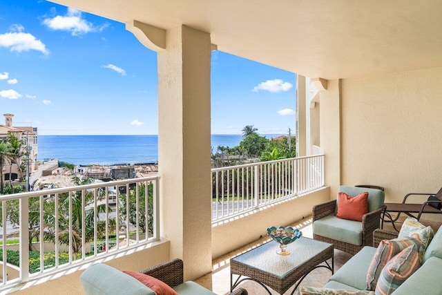 3740 S Ocean Blvd Unit 403, Highland Beach, FL 33487 - balcony with a water view and an outdoor living space