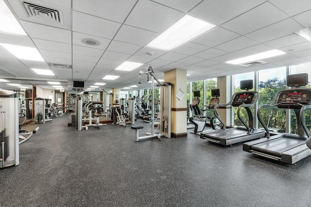 3740 S Ocean Blvd Unit 403, Highland Beach, FL 33487 - exercise room with a drop ceiling