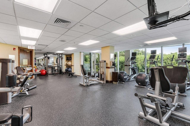 3740 S Ocean Blvd Unit 403, Highland Beach, FL 33487 - gym with a drop ceiling