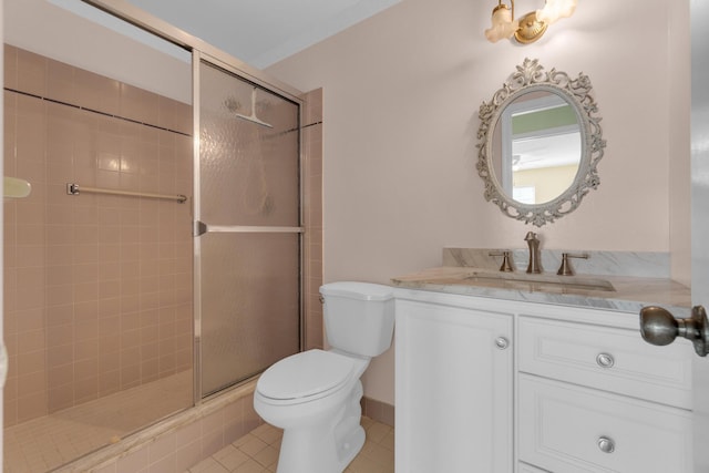10109 45th Trl S, Boynton Beach, FL 33436 - full bath with toilet, a shower stall, vanity, and tile patterned floors